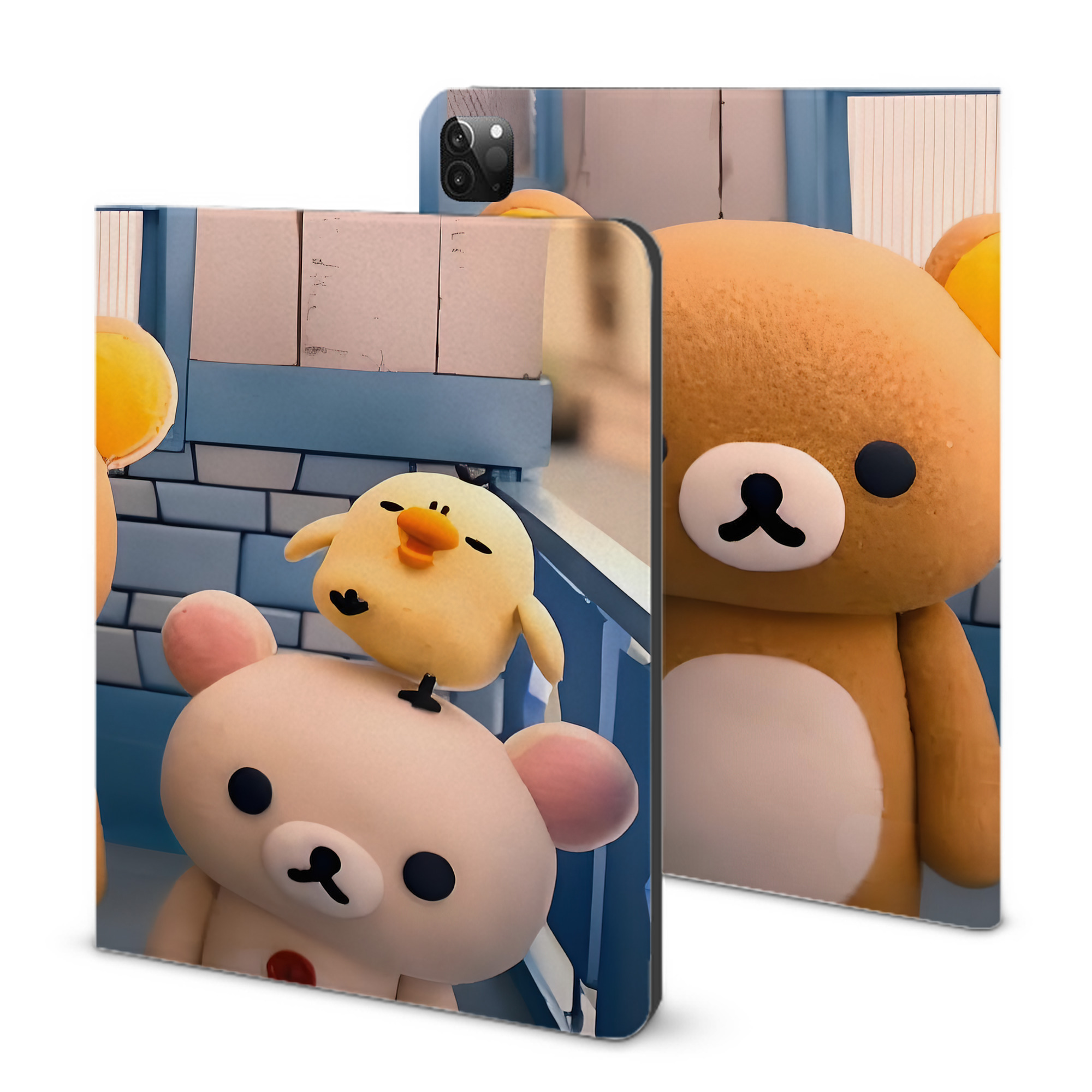 （画像用） リラックマ リラックマ キイロイトリ Rilakkuma Korilakkuma Kiiroitori IPadケース ペンホルダー付き ブックスタイルデザイン